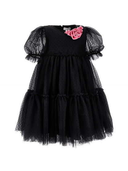 Tulle dress with velvet details