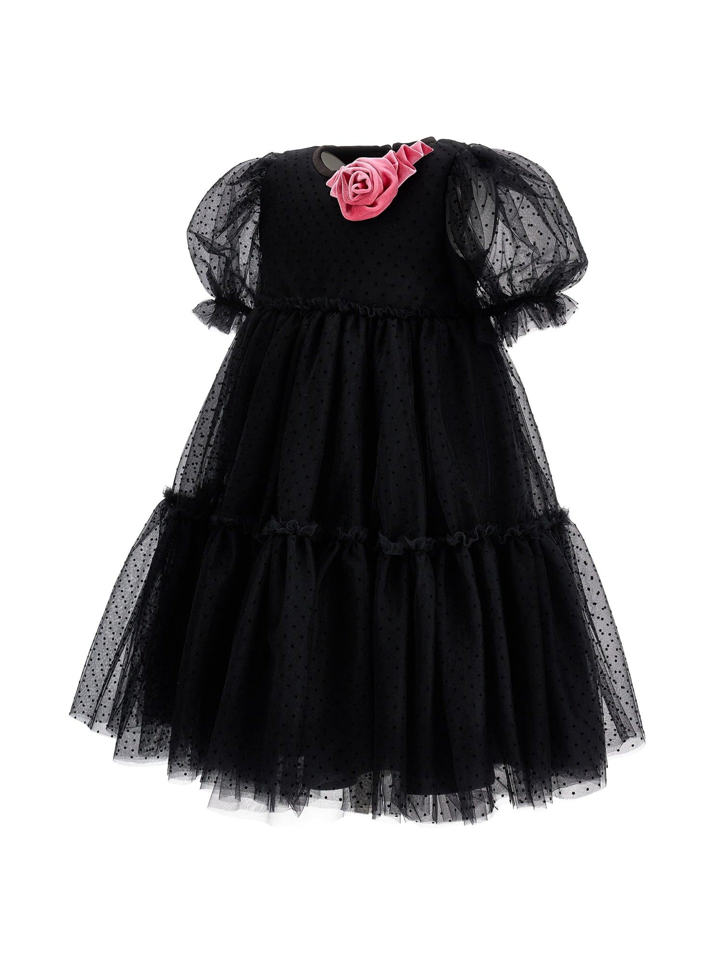 Tulle dress with velvet details
