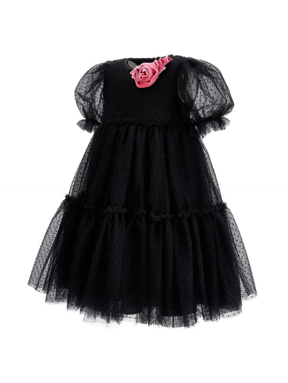 Tulle dress with velvet details