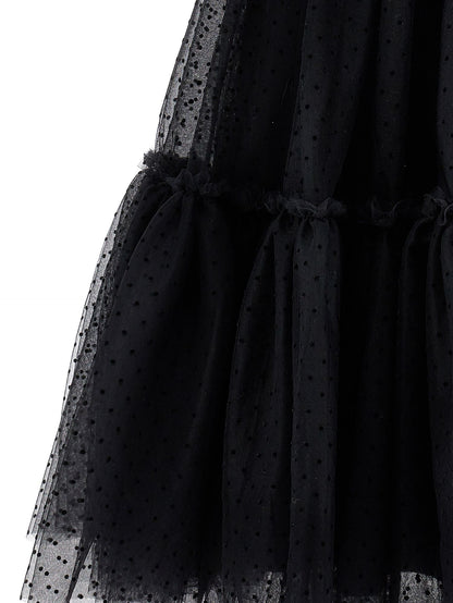 Tulle dress with velvet details