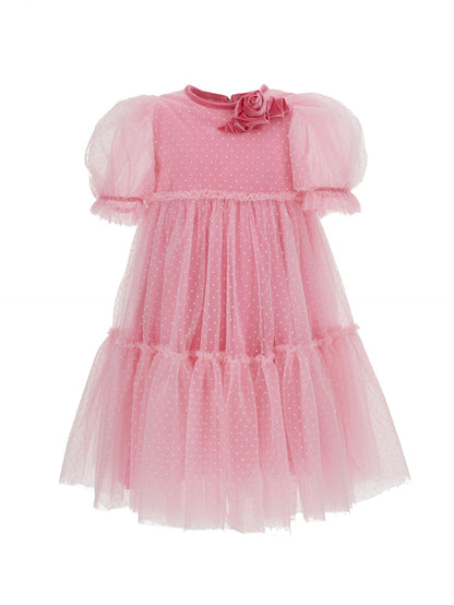 Tulle dress with velvet details