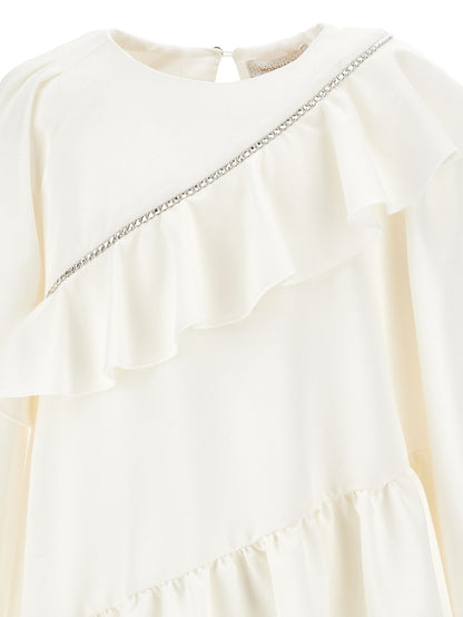 Asymmetrical dress with rhinestones