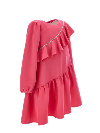 Asymmetrical dress with rhinestones