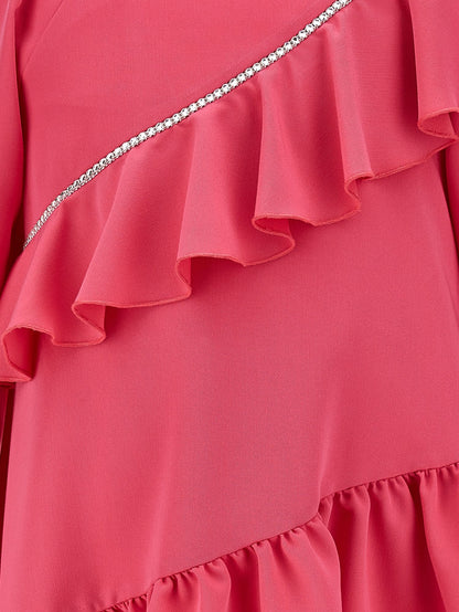 Asymmetrical dress with rhinestones