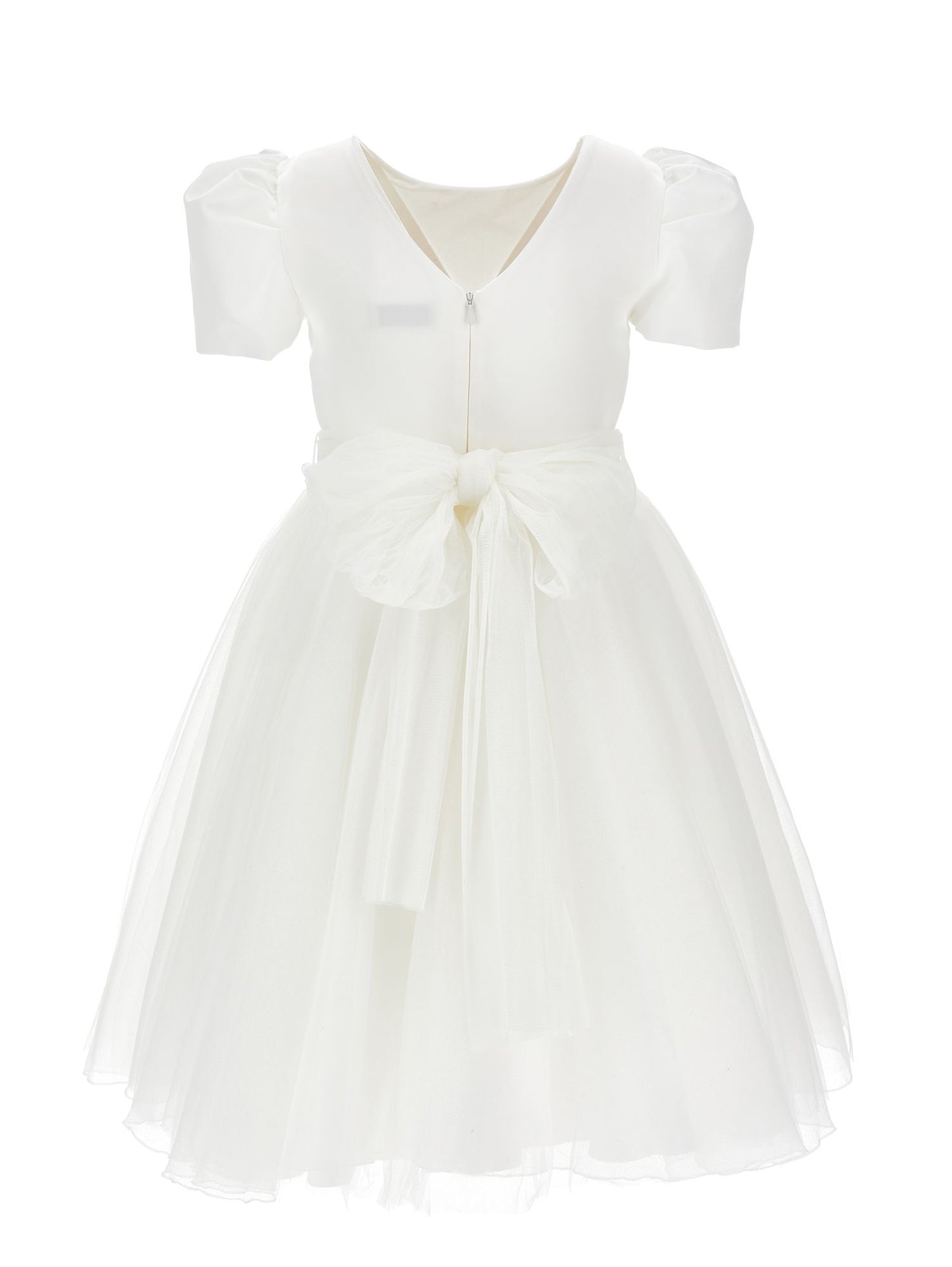 Duchesse satin and glitter tulle dress