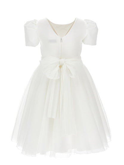 Duchesse satin and glitter tulle dress