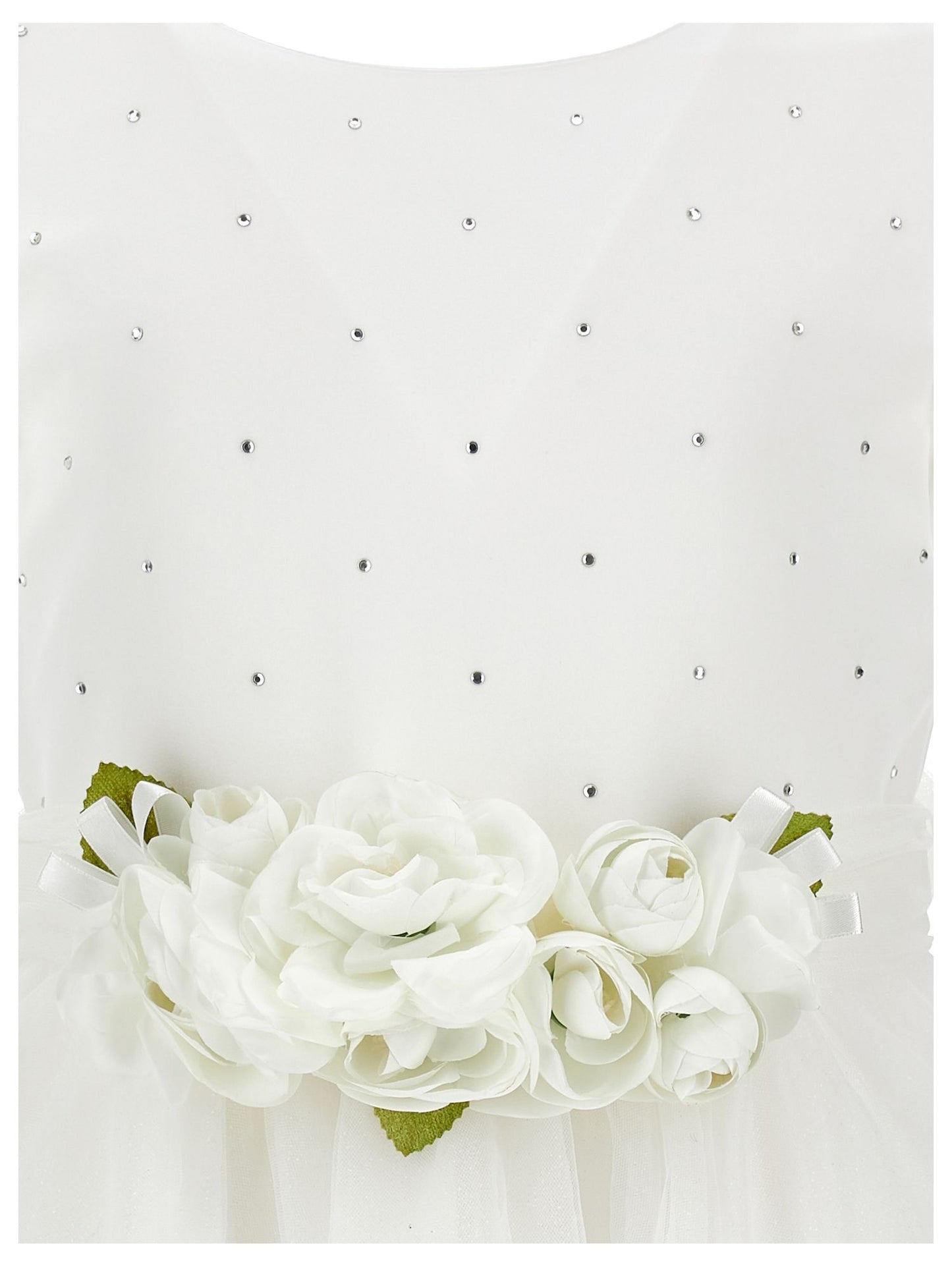 Duchesse satin and glitter tulle dress
