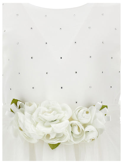 Duchesse satin and glitter tulle dress