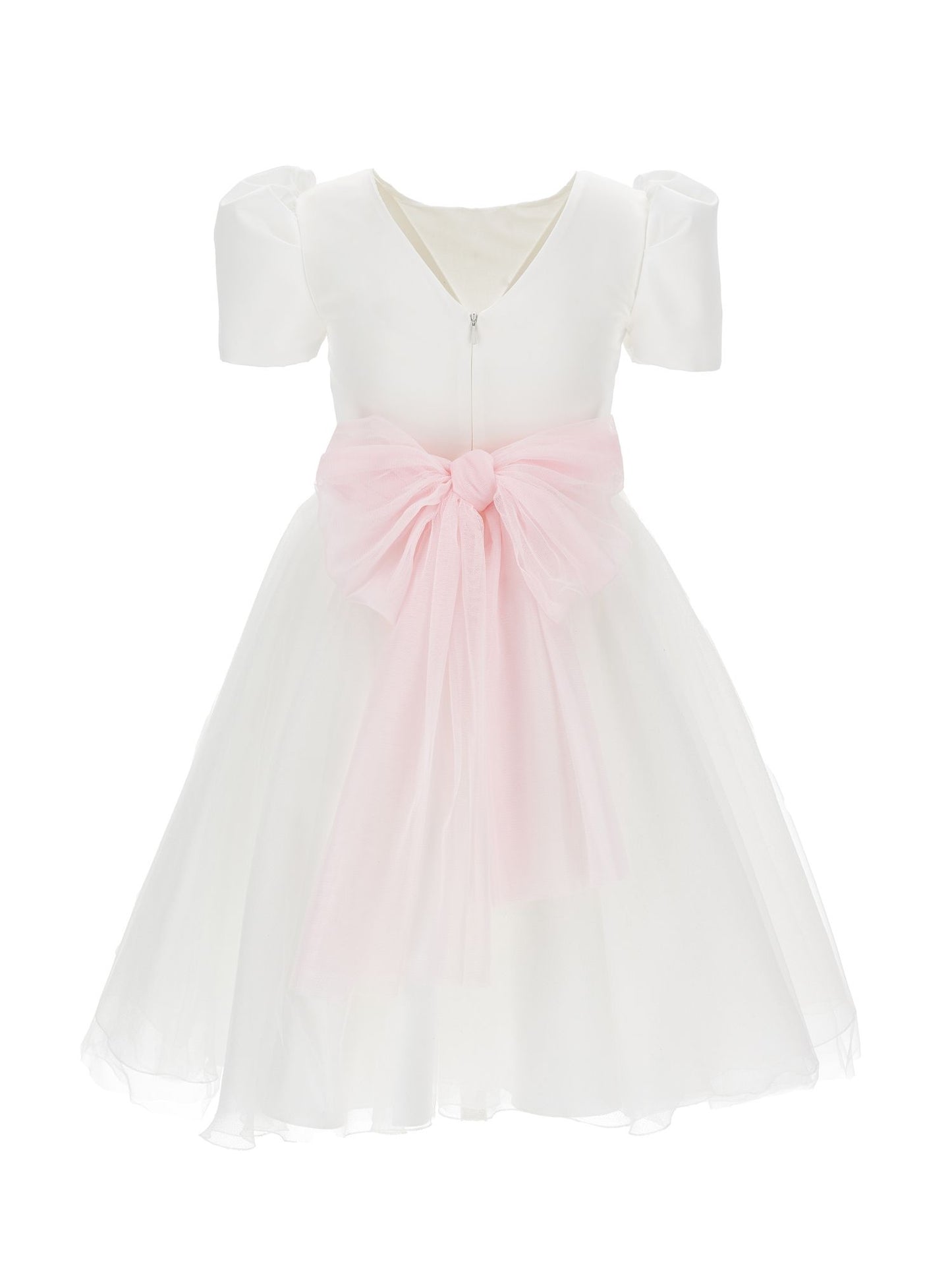 Duchesse satin and glitter tulle dress