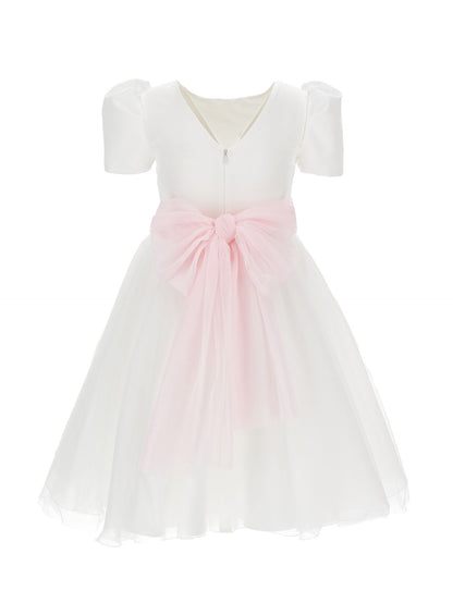 Duchesse satin and glitter tulle dress