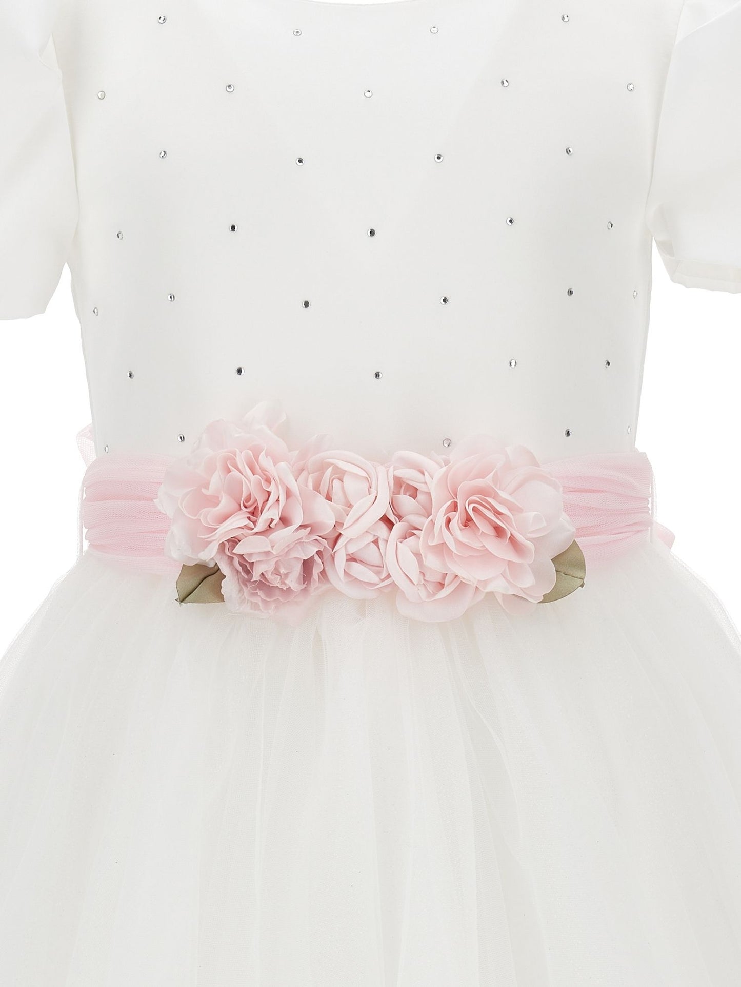 Duchesse satin and glitter tulle dress