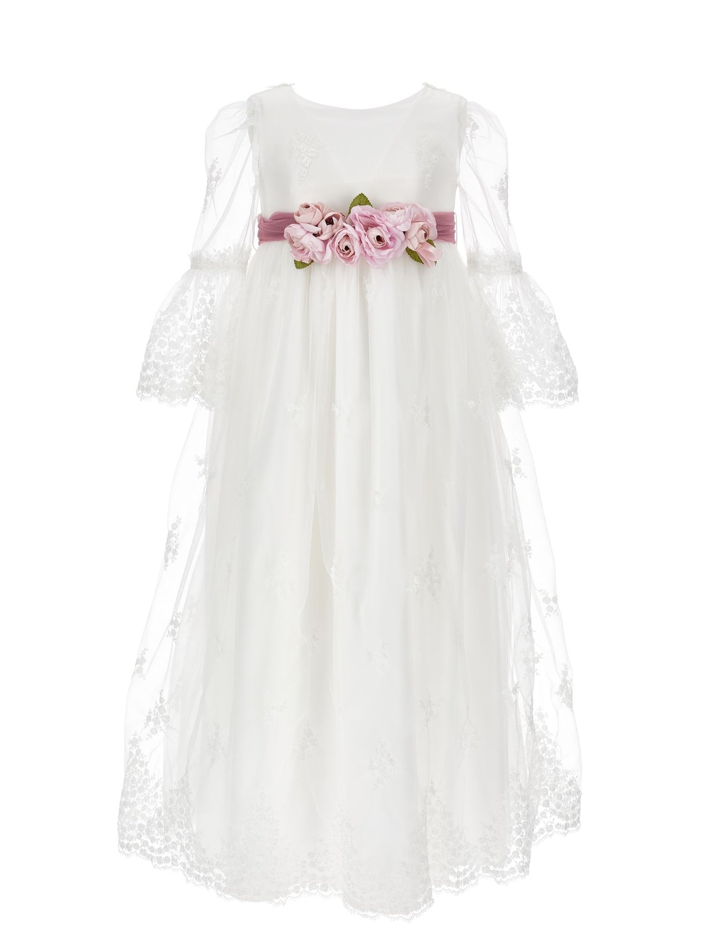 Langes Kleid aus bestickter Tüllspitze