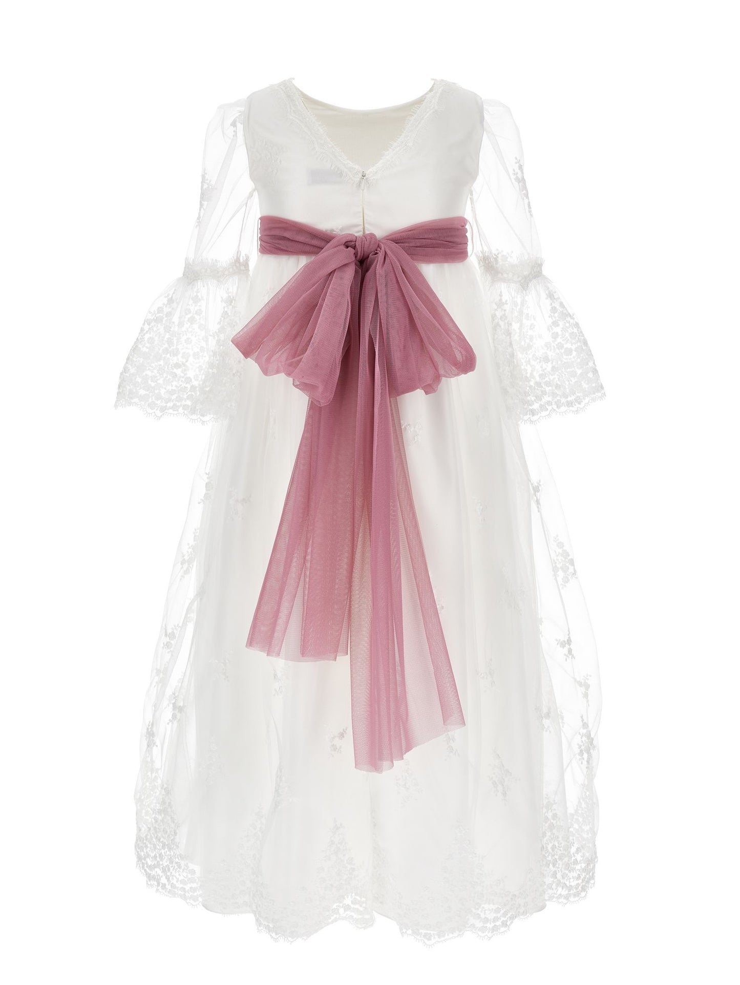 Langes Kleid aus bestickter Tüllspitze