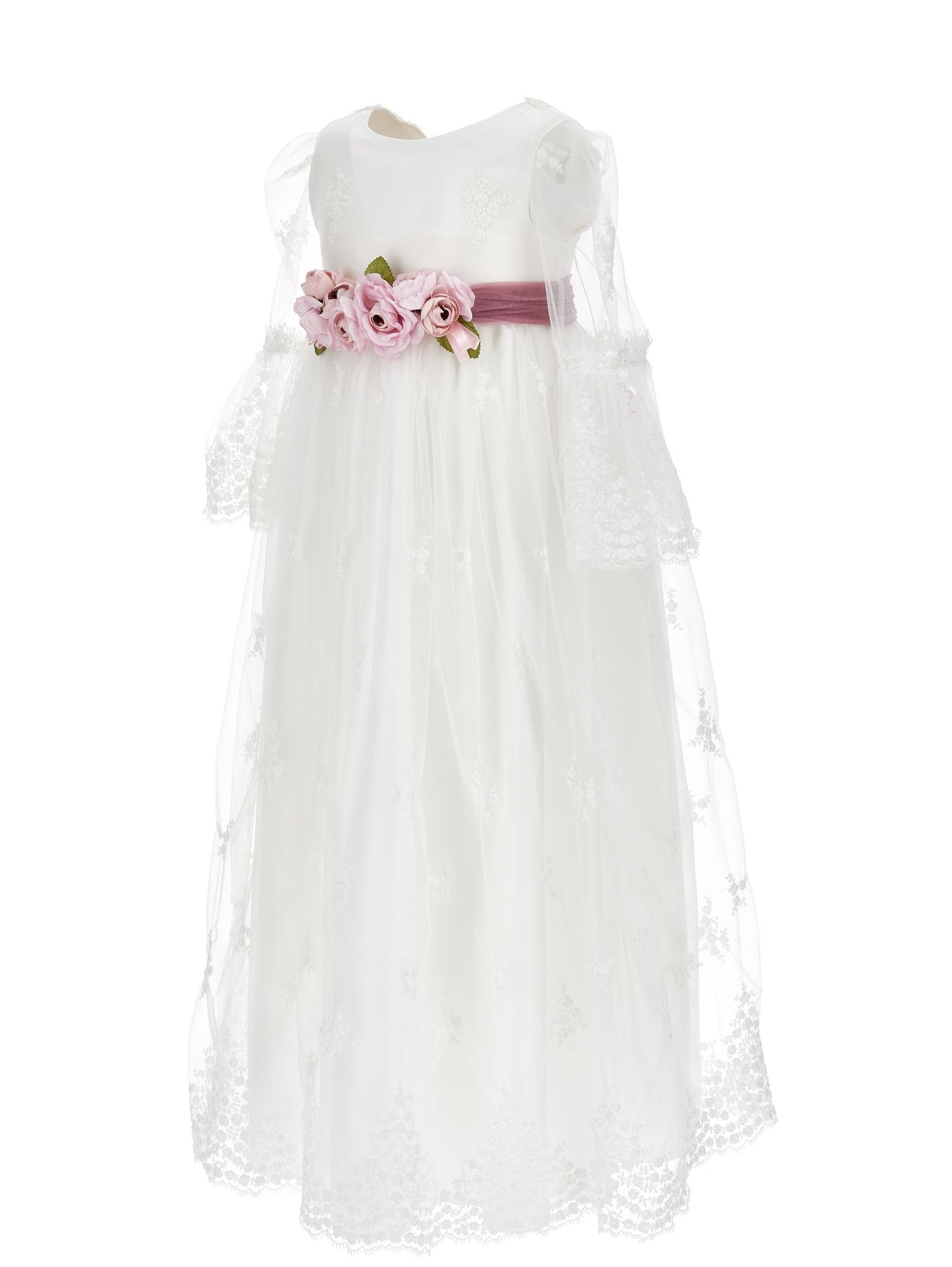 Langes Kleid aus bestickter Tüllspitze