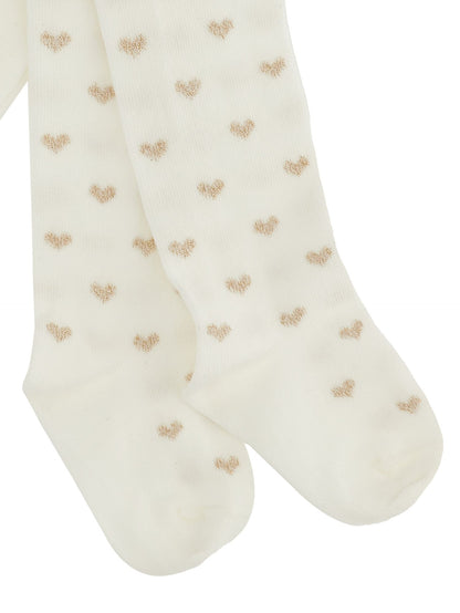 Warm cotton tights with hearts