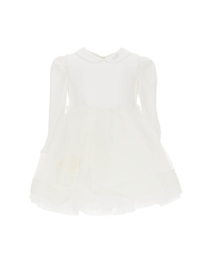 Jersey dress with maxi tulle embroidery
