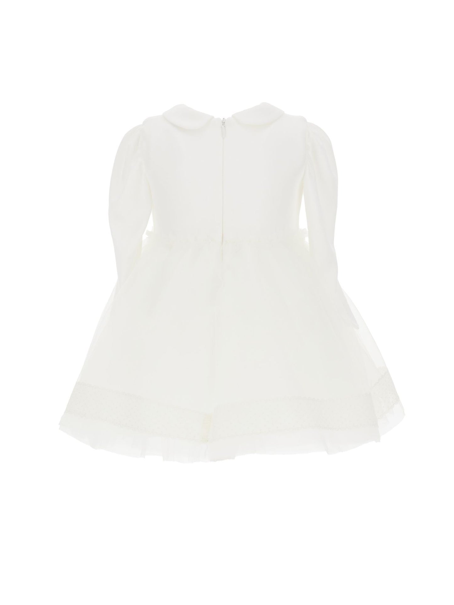 Jersey dress with maxi tulle embroidery