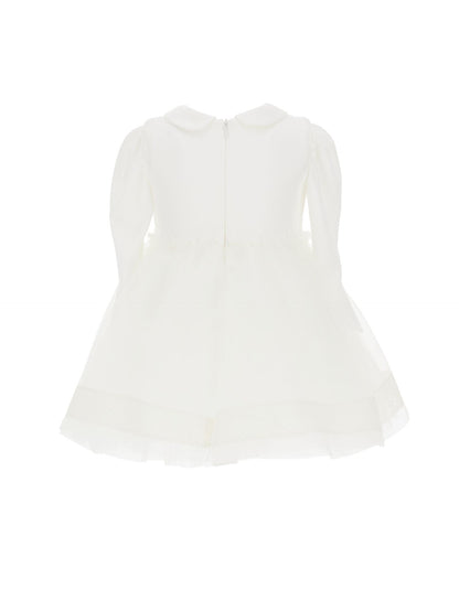 Jersey dress with maxi tulle embroidery