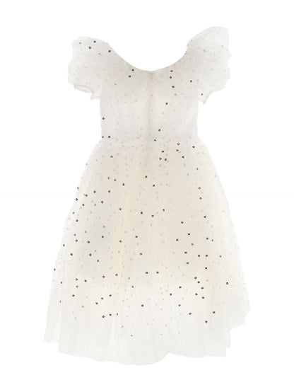 Tulle dress with bezels at the waist