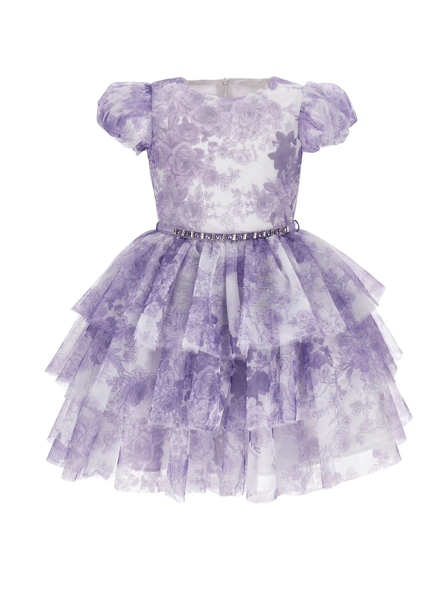 Monocolour floral tulle dress