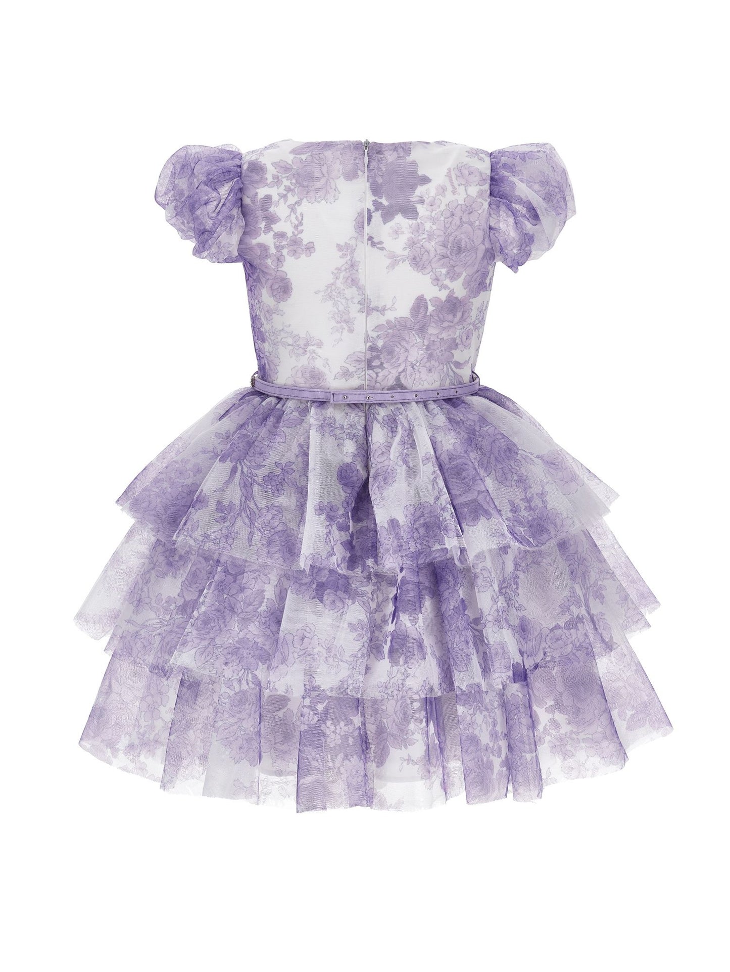 Monocolour floral tulle dress