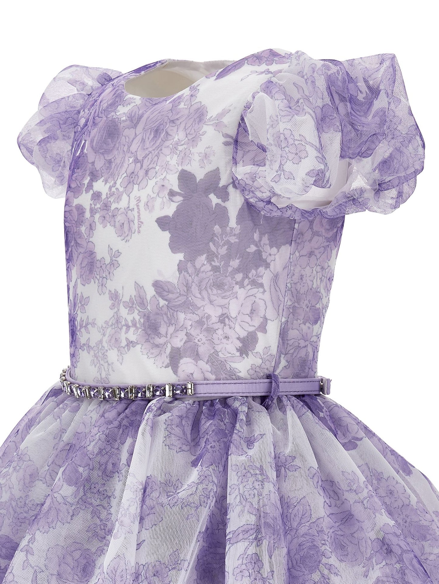 Monocolour floral tulle dress