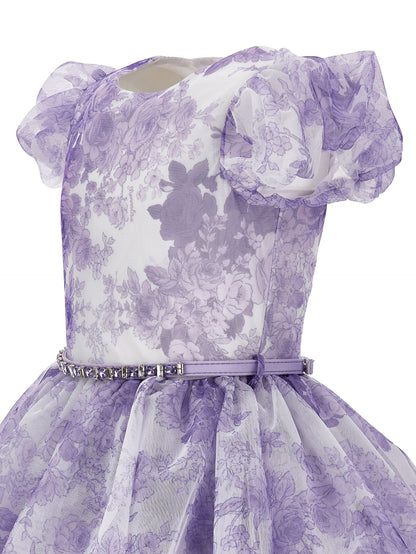Monocolour floral tulle dress