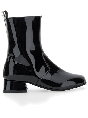 Patent leather ankle boots with heel
