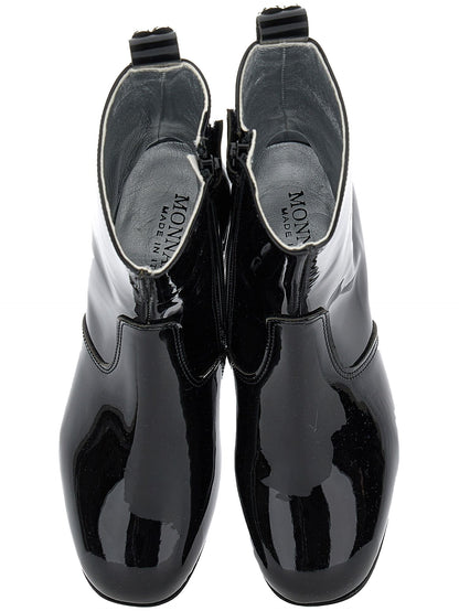 Patent leather ankle boots with heel