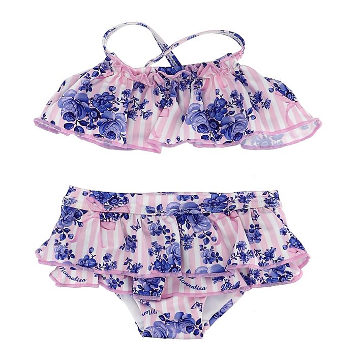 Bikini with ruffles and flowers