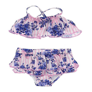Bikini with ruffles and flowers