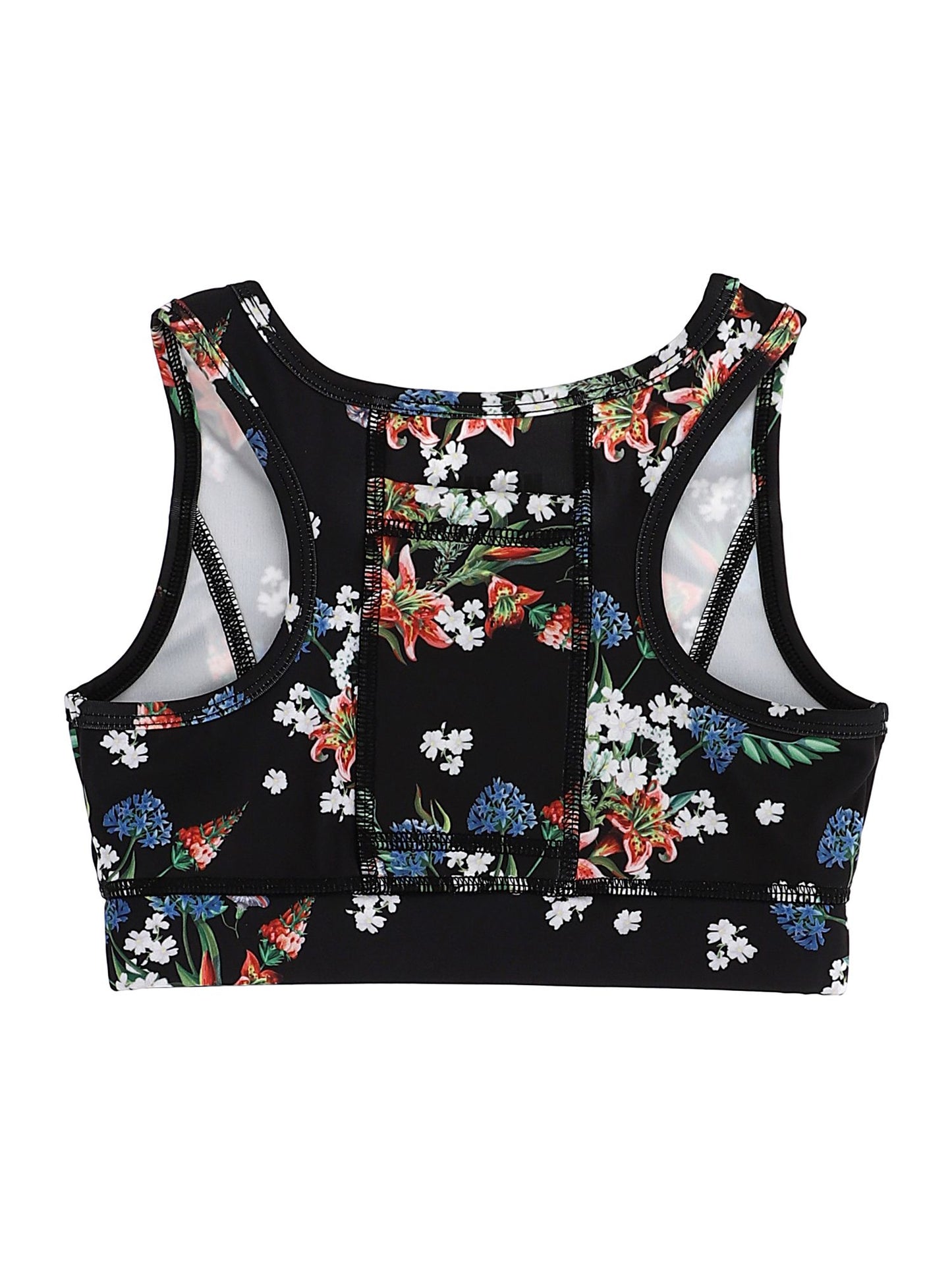 Printed technical jersey bra top