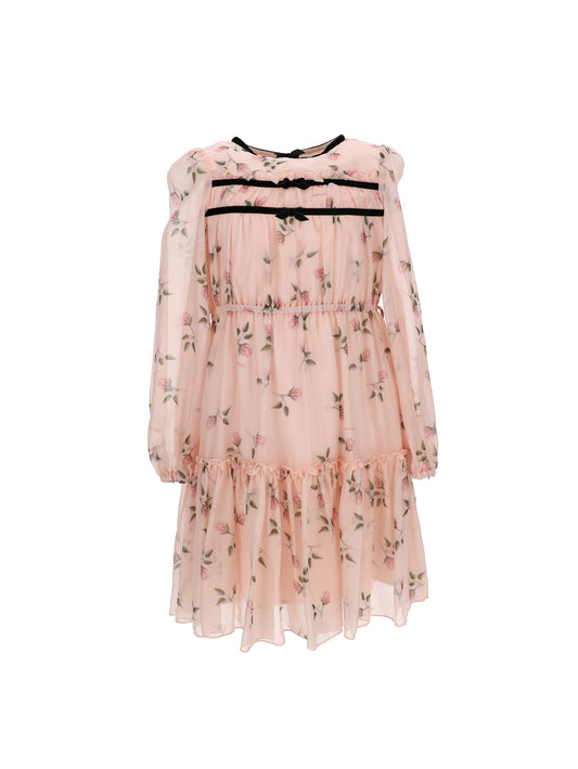 Abito georgette con nastrini