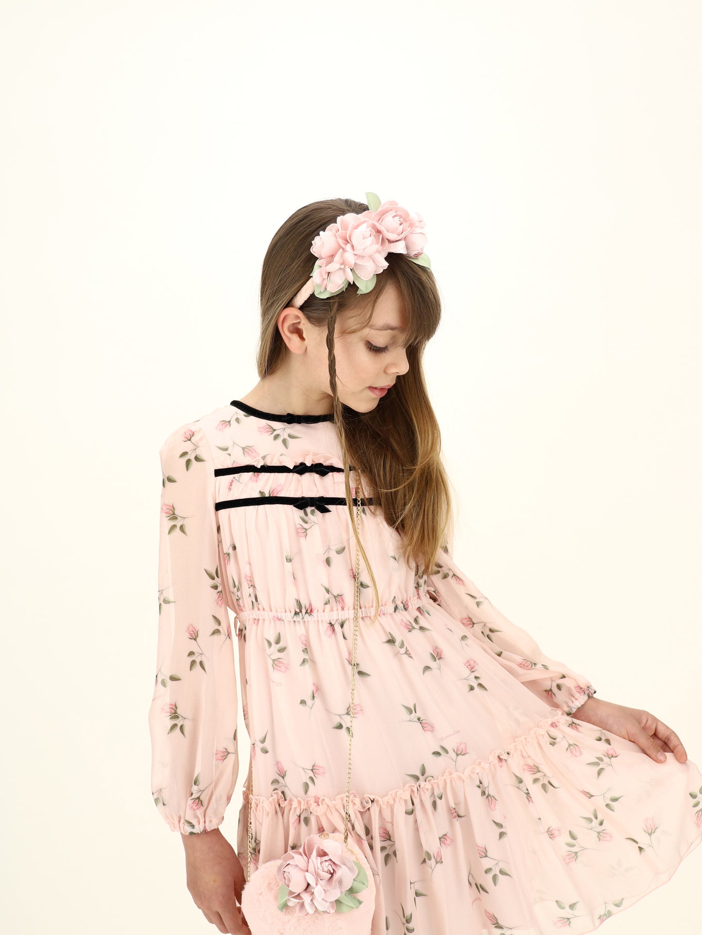 Abito georgette con nastrini