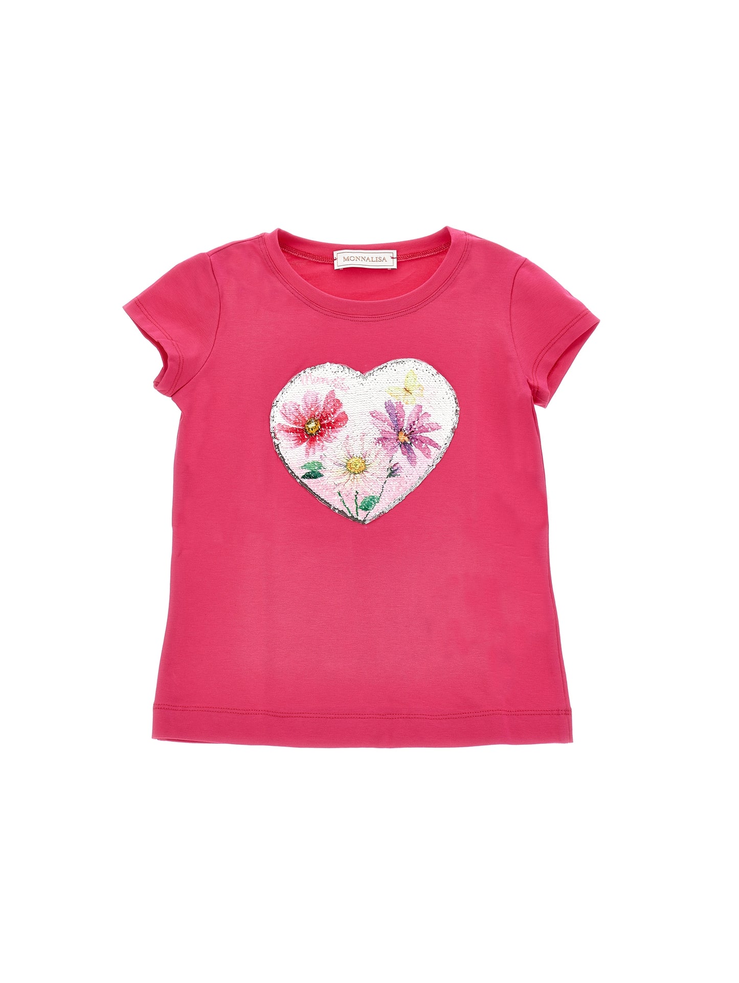 Sequined heart jersey T-shirt