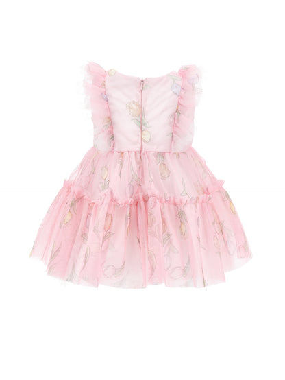 Tulip print tulle dress