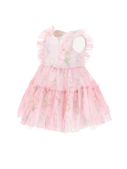 Tulip print tulle dress