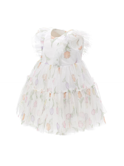 Tulip print tulle dress